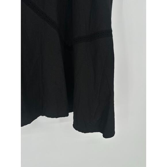 Lane Bryant Skirt 18 20 Plus Black Flare Linen Blend Knee Coastal Minimalist - Picture 3 of 8